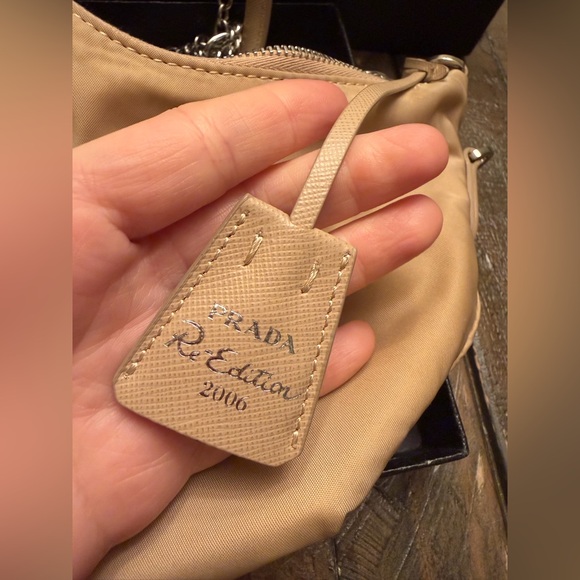 Prada Beige Shoulder Bag with Silver Chain, New - Picture 15 of 17